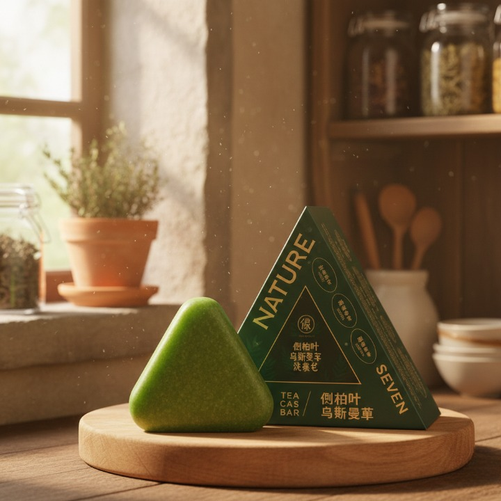 Nature Seven Green Tea Cas Bar Featuring Platycladus Orientalis Leaf And Wusiman Grass Extract Hair Care Shampoo Soap ( 50gram ) nonosale in Pakistan